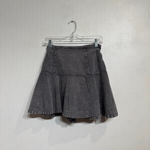 Mustard Seed Washed Black Mini Tie Back Denim Skirt Sz M